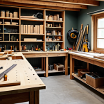 Home 5 목공예 유튜브 채널 운영법 - The Workshop**
"A bright and organized woodworking workshop filled with various tools and projects ...
